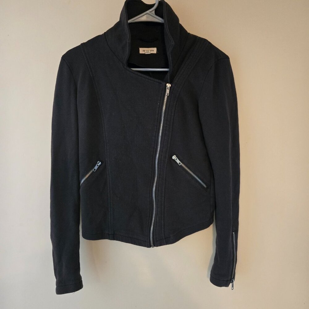 Silence + Noise Dark Charcoal Gray Moto Jacket Silver Zipper XS
